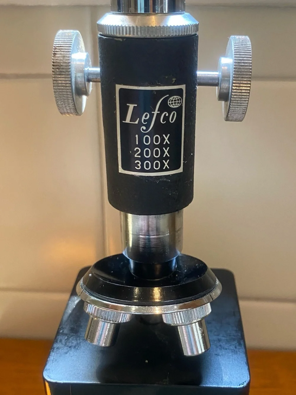 Vintage LEFCO Student Microscope with Original Wooden Case